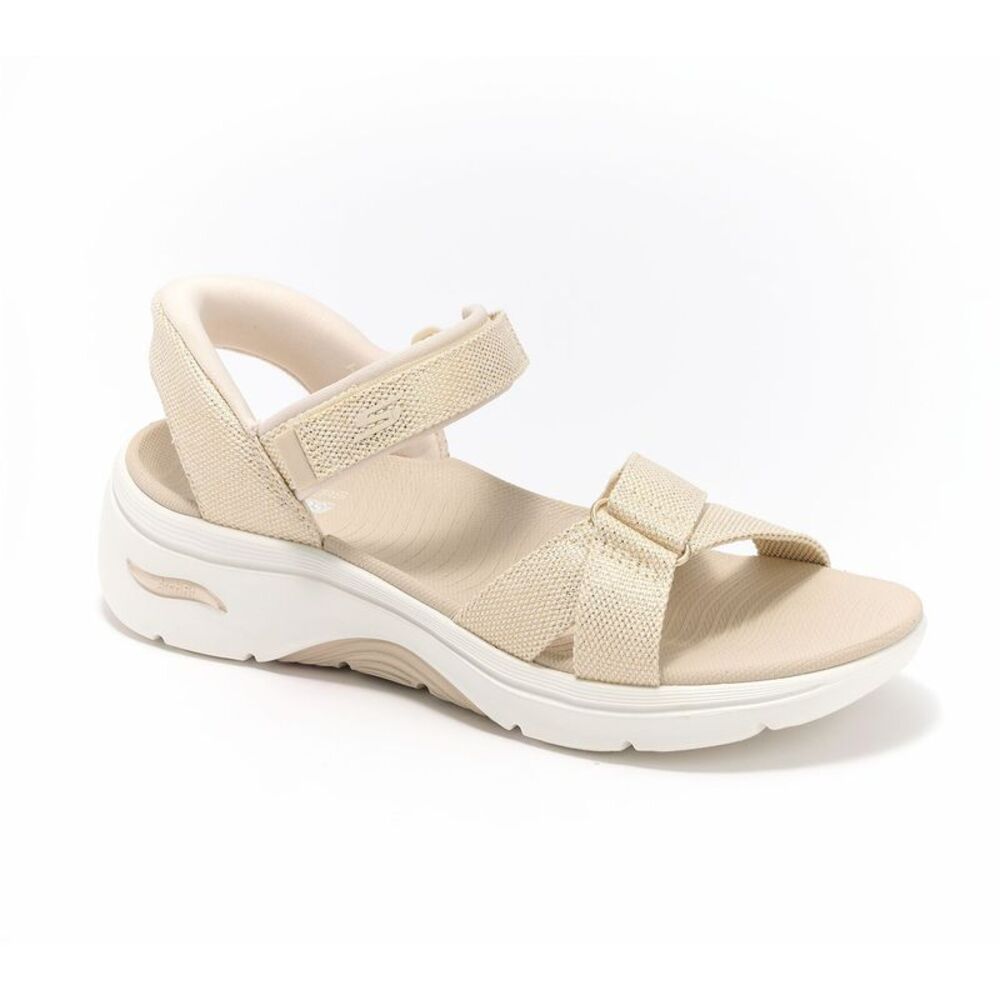 Skechers Women's Sz 6 Slip-ins GO Walk Arch Fit Sandals DARK BEIGE